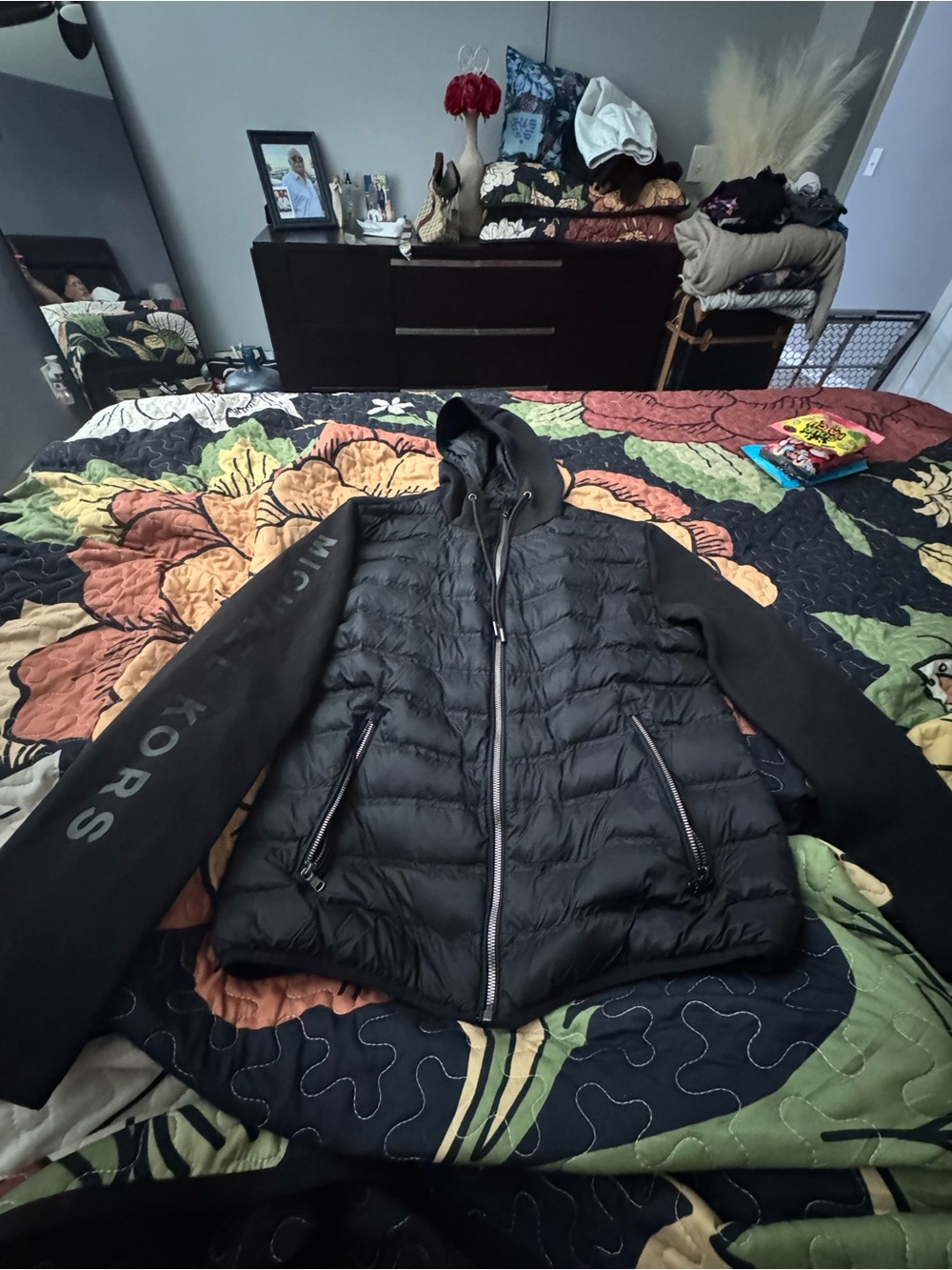 Michael Kors Black Quilted Hooded Puffer Jacket